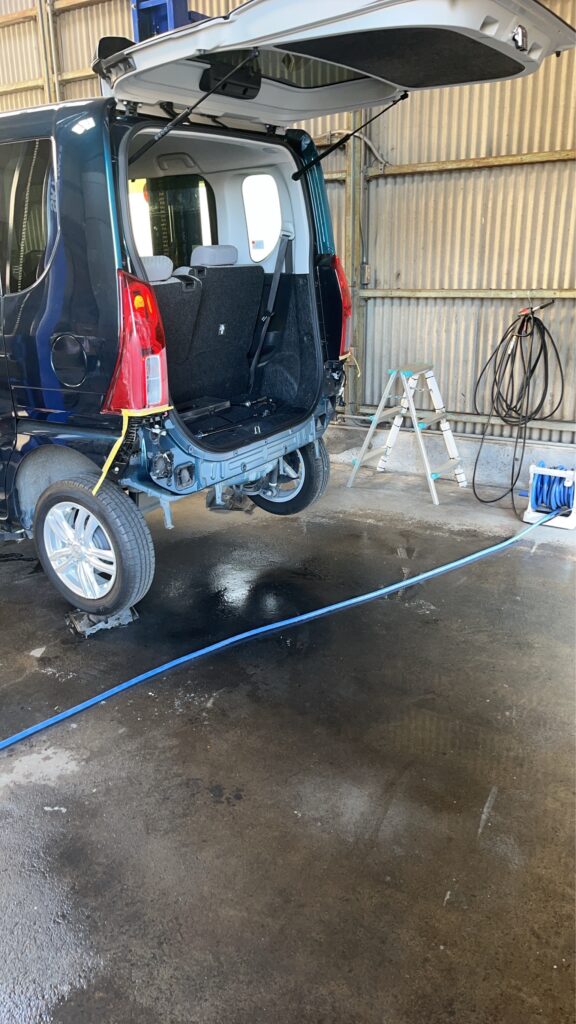 Rear bumper after refinishing work